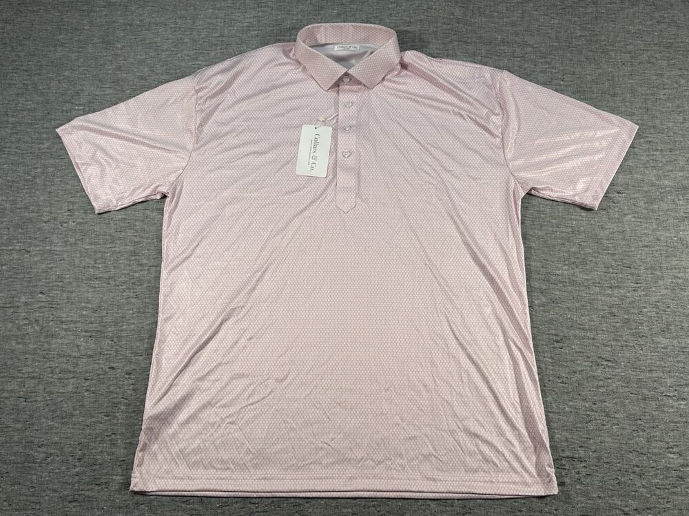 Collars & Co Polo Shirt Mens XXL Pink White Short Sleeve Preppy Executive